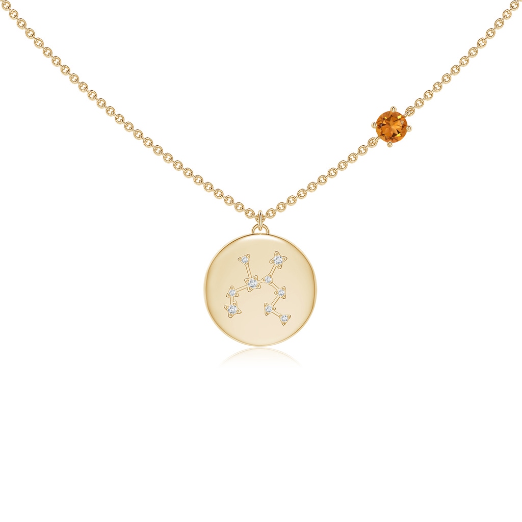 4mm AAA Citrine Sagittarius Constellation Medallion Pendant in Yellow Gold