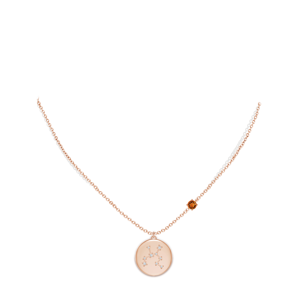 4mm AAAA Citrine Sagittarius Constellation Medallion Pendant in Rose Gold Body-Neck