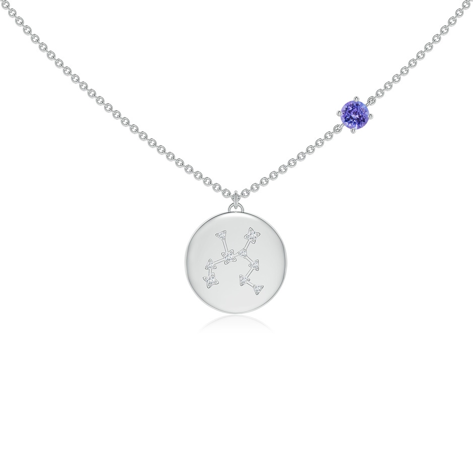 4mm AAA Tanzanite Sagittarius Constellation Medallion Pendant in White Gold 