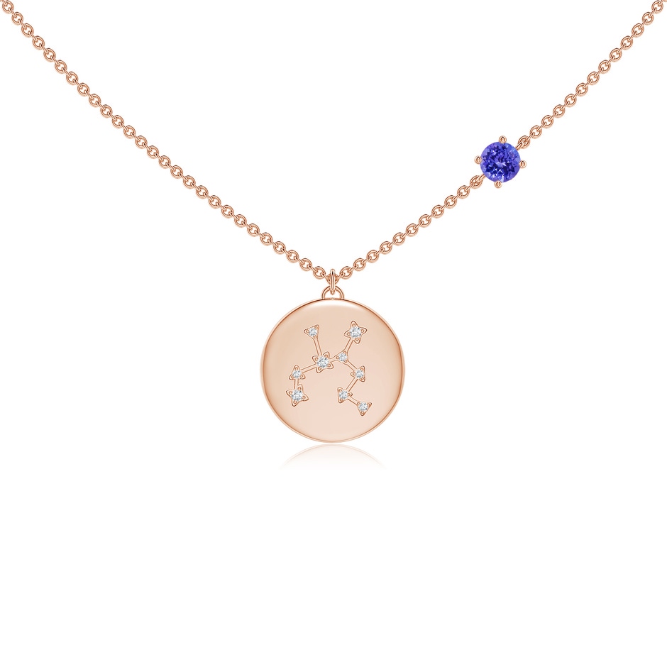 4mm AAAA Tanzanite Sagittarius Constellation Medallion Pendant in Rose Gold 