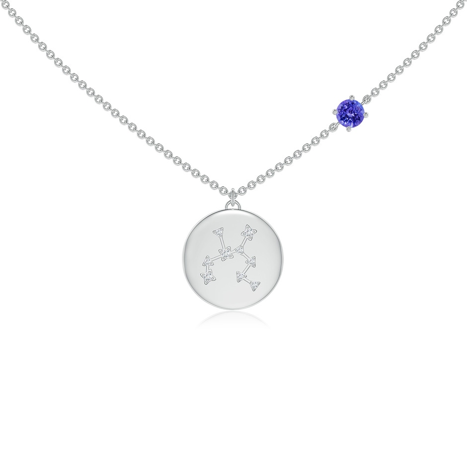 4mm AAAA Tanzanite Sagittarius Constellation Medallion Pendant in White Gold 