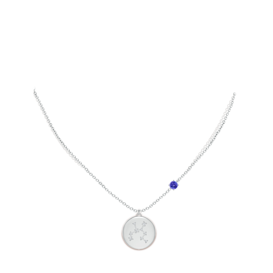 4mm AAAA Tanzanite Sagittarius Constellation Medallion Pendant in White Gold body-neck