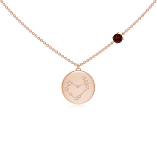 4mm AAA Garnet Capricorn Constellation Medallion Pendant in Rose Gold