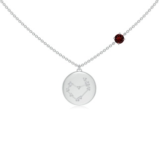 4mm AAA Garnet Capricorn Constellation Medallion Pendant in White Gold