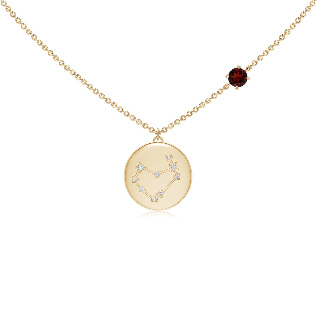 4mm AAA Garnet Capricorn Constellation Medallion Pendant in Yellow Gold