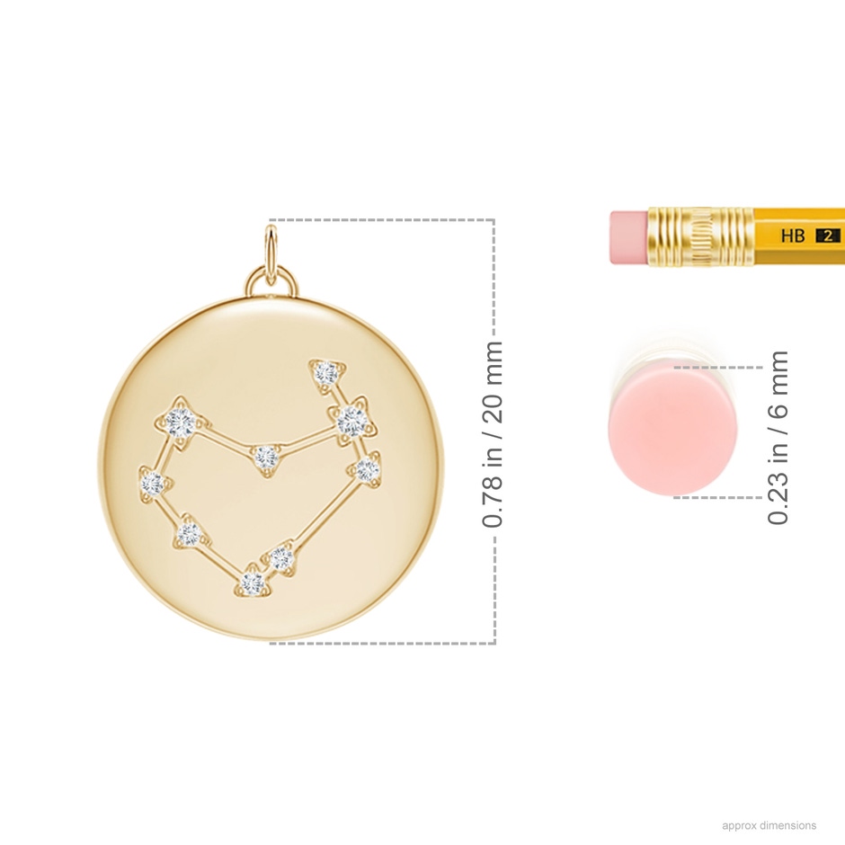 4mm AAA Garnet Capricorn Constellation Medallion Pendant in Yellow Gold ruler