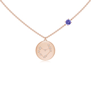 4mm AAA Tanzanite Capricorn Constellation Medallion Pendant in 9K Rose Gold