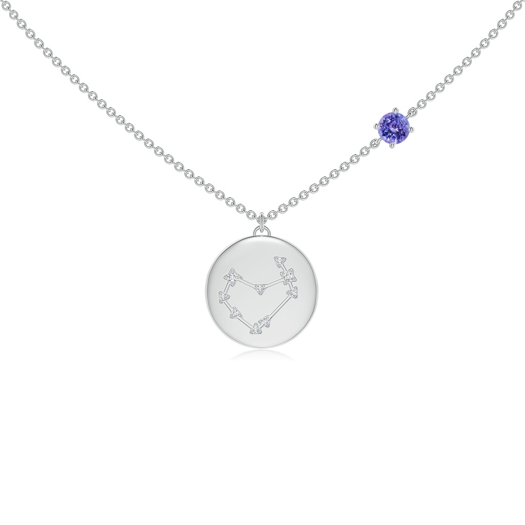 4mm AAA Tanzanite Capricorn Constellation Medallion Pendant in White Gold 