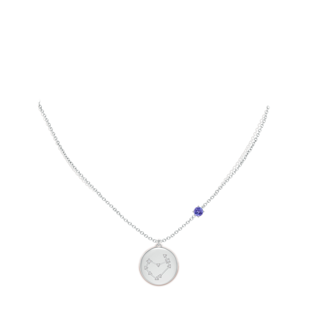 4mm AAA Tanzanite Capricorn Constellation Medallion Pendant in White Gold Body-Neck
