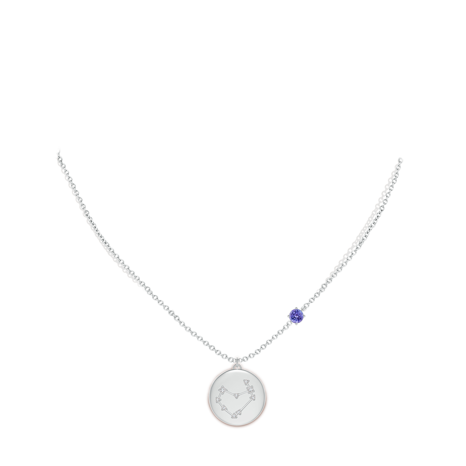 4mm AAA Tanzanite Capricorn Constellation Medallion Pendant in White Gold body-neck