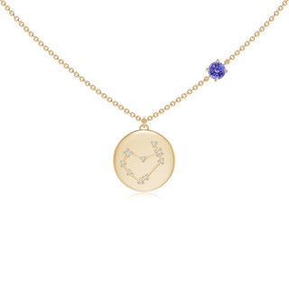 4mm AAA Tanzanite Capricorn Constellation Medallion Pendant in Yellow Gold