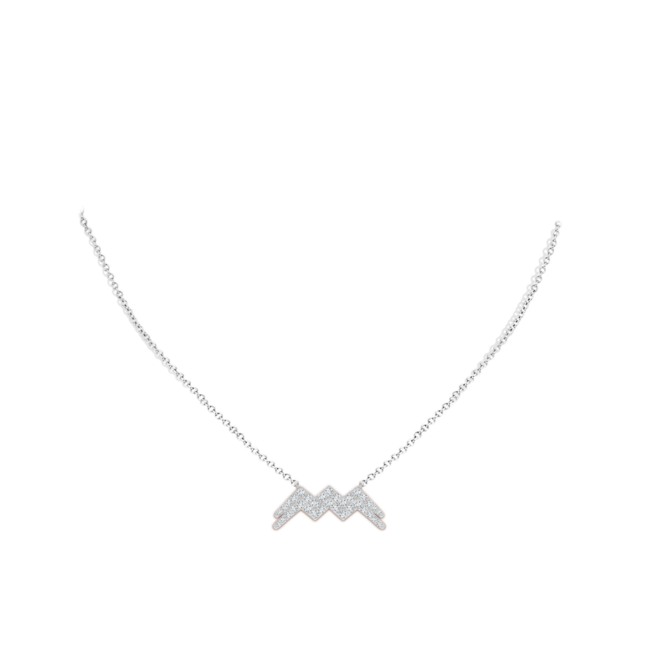 1.15mm GVS2 Diamond Aquarius Zodiac Sign Pendant in White Gold body-neck