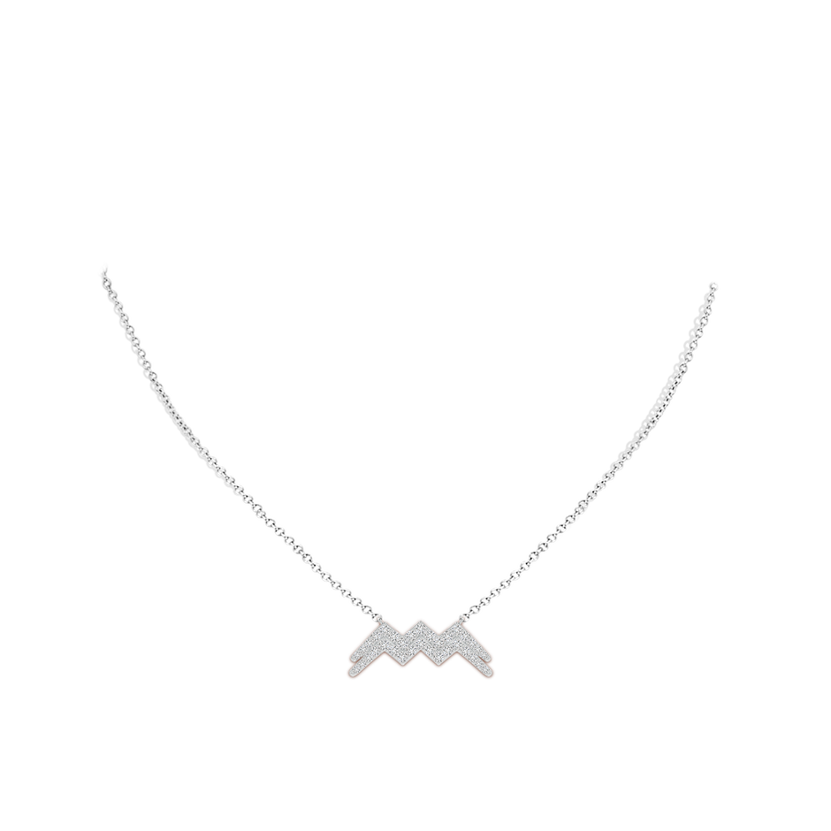 1.15mm HSI2 Diamond Aquarius Zodiac Sign Pendant in White Gold body-neck