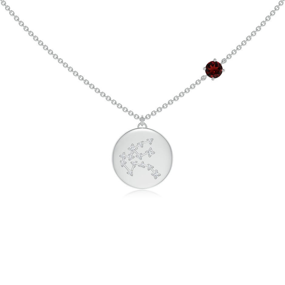 4mm AAA Garnet Aquarius Constellation Medallion Pendant in White Gold 