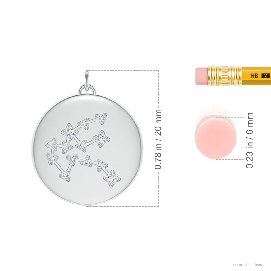4mm AAAA Garnet Aquarius Constellation Medallion Pendant in S999 Silver ruler
