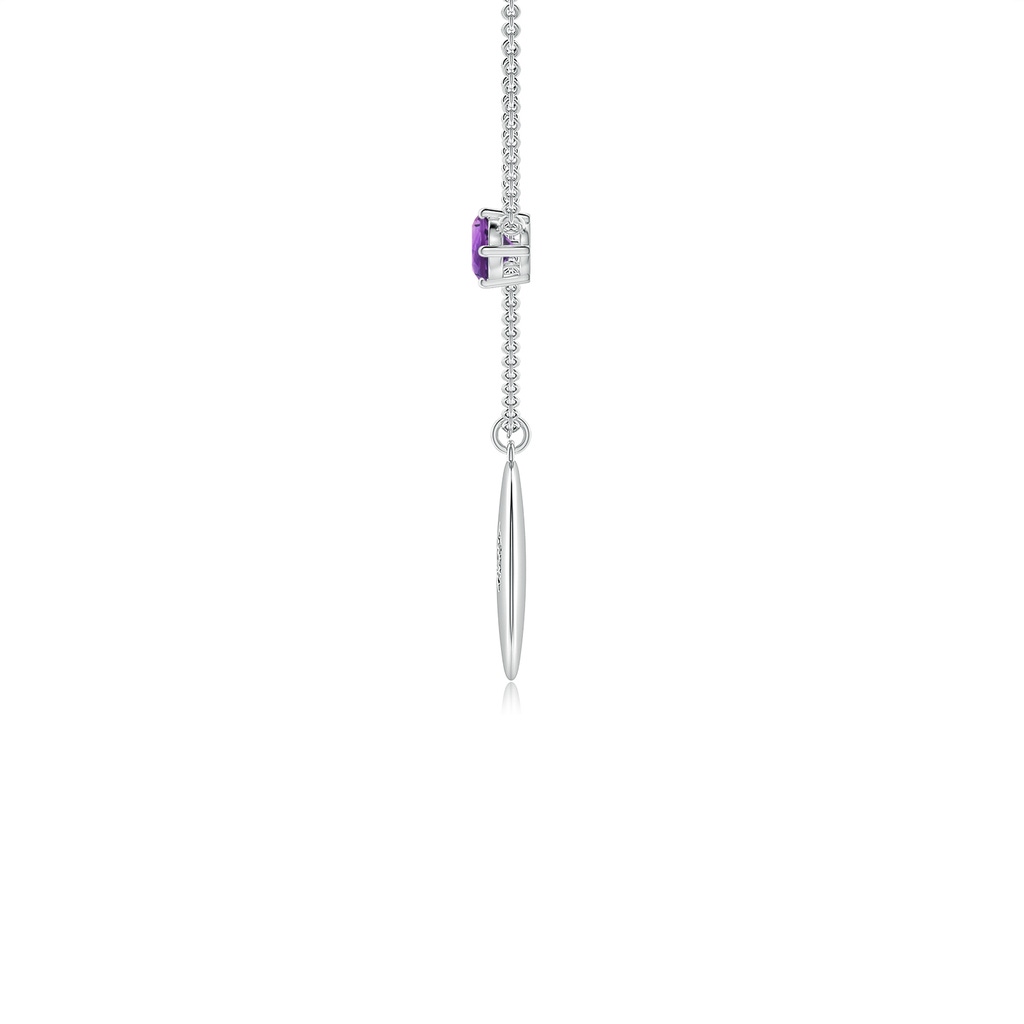 4mm AAA Amethyst Pisces Constellation Medallion Pendant in White Gold - side_1