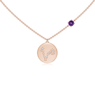 4mm AAAA Amethyst Pisces Constellation Medallion Pendant in Rose Gold
