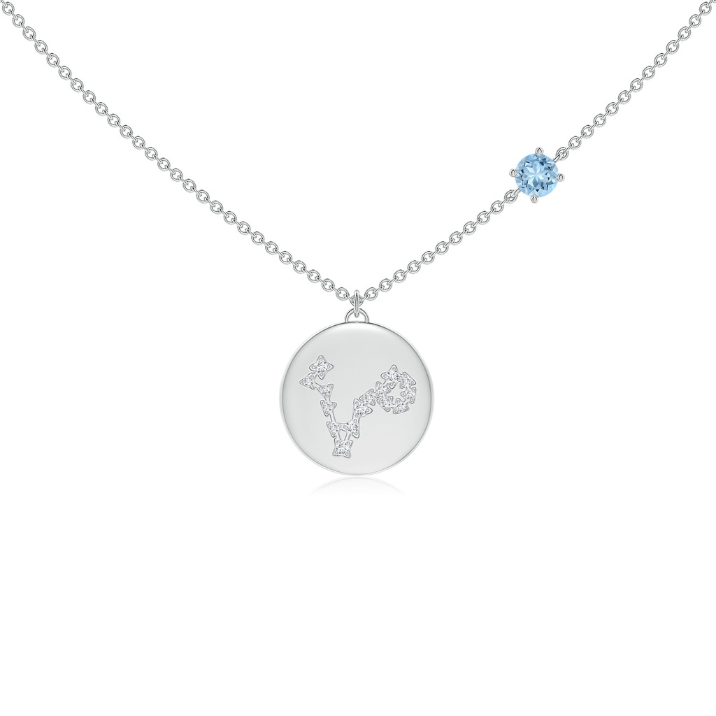 4mm AAA Aquamarine Pisces Constellation Medallion Pendant in White Gold