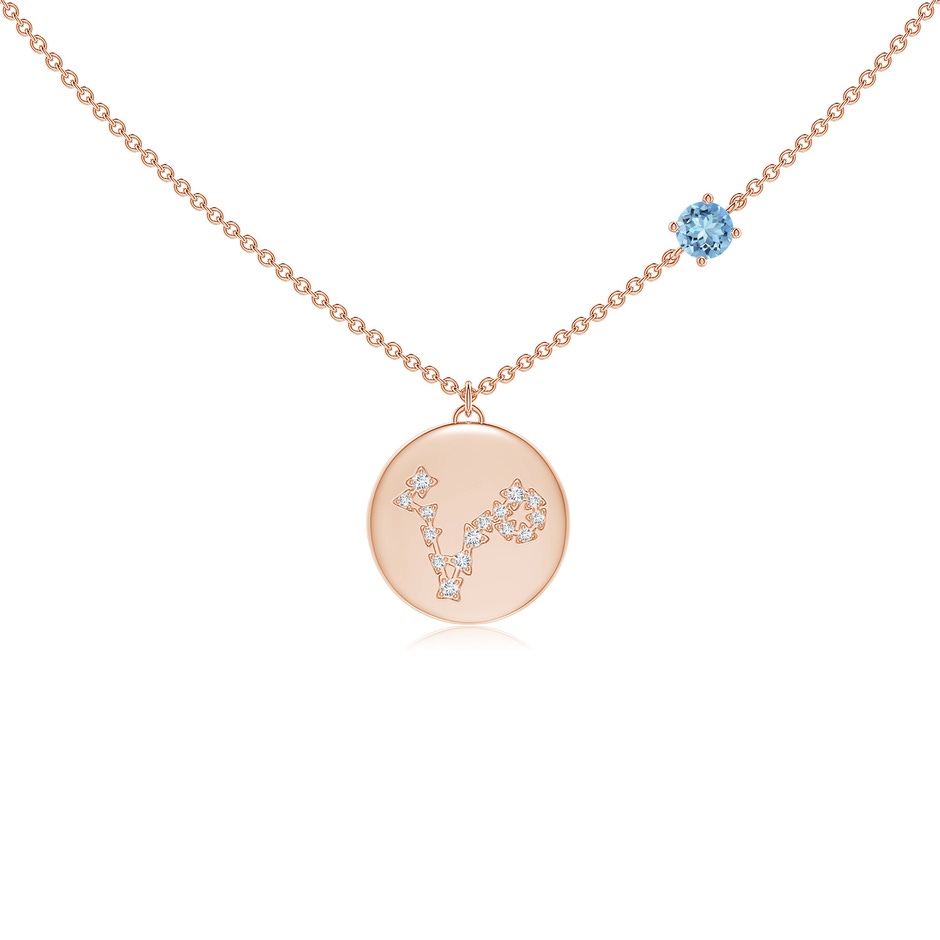 4mm AAAA Aquamarine Pisces Constellation Medallion Pendant in Rose Gold 