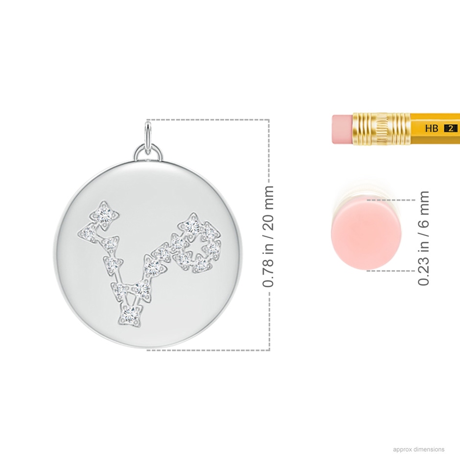 4mm AAAA Aquamarine Pisces Constellation Medallion Pendant in White Gold ruler