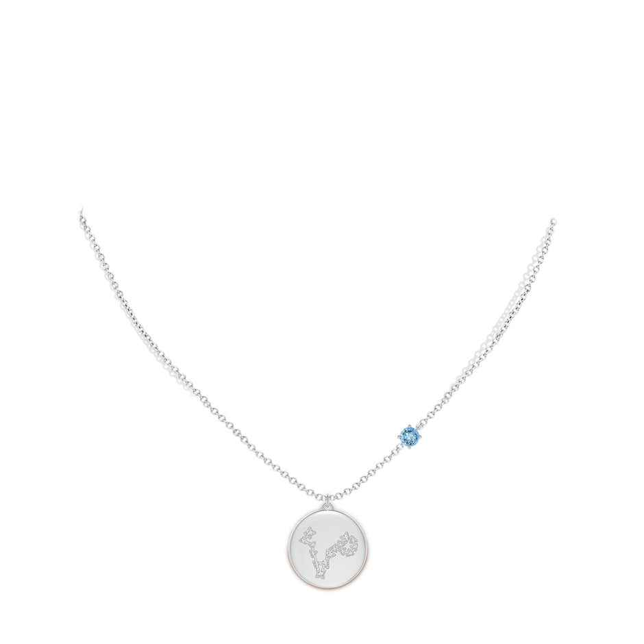 4mm AAAA Aquamarine Pisces Constellation Medallion Pendant in White Gold body-neck
