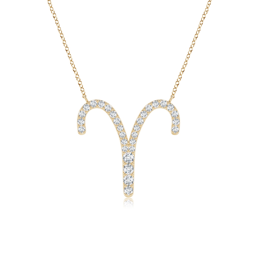 1.6mm GVS2 Diamond Aries Zodiac Sign Pendant in Yellow Gold