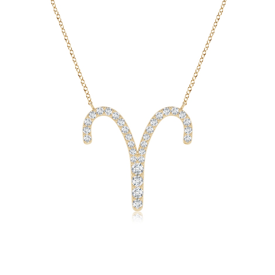 1.6mm GVS2 Diamond Aries Zodiac Sign Pendant in Yellow Gold 