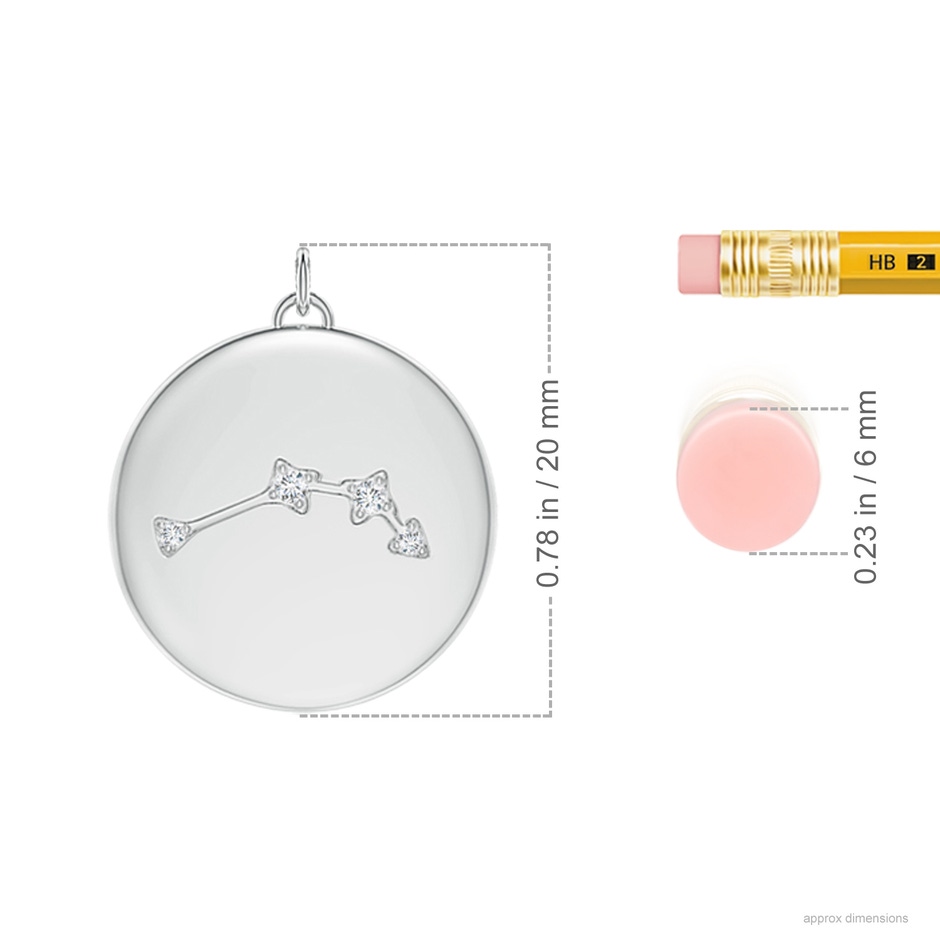 4mm AAA Aquamarine Aries Constellation Medallion Pendant in S999 Silver ruler