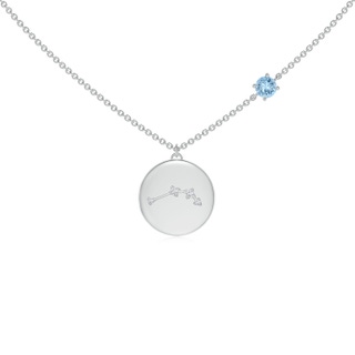 4mm AAA Aquamarine Aries Constellation Medallion Pendant in White Gold