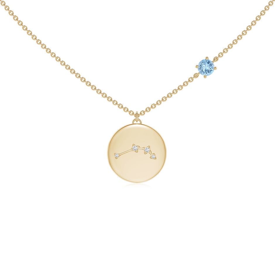 4mm AAA Aquamarine Aries Constellation Medallion Pendant in Yellow Gold 