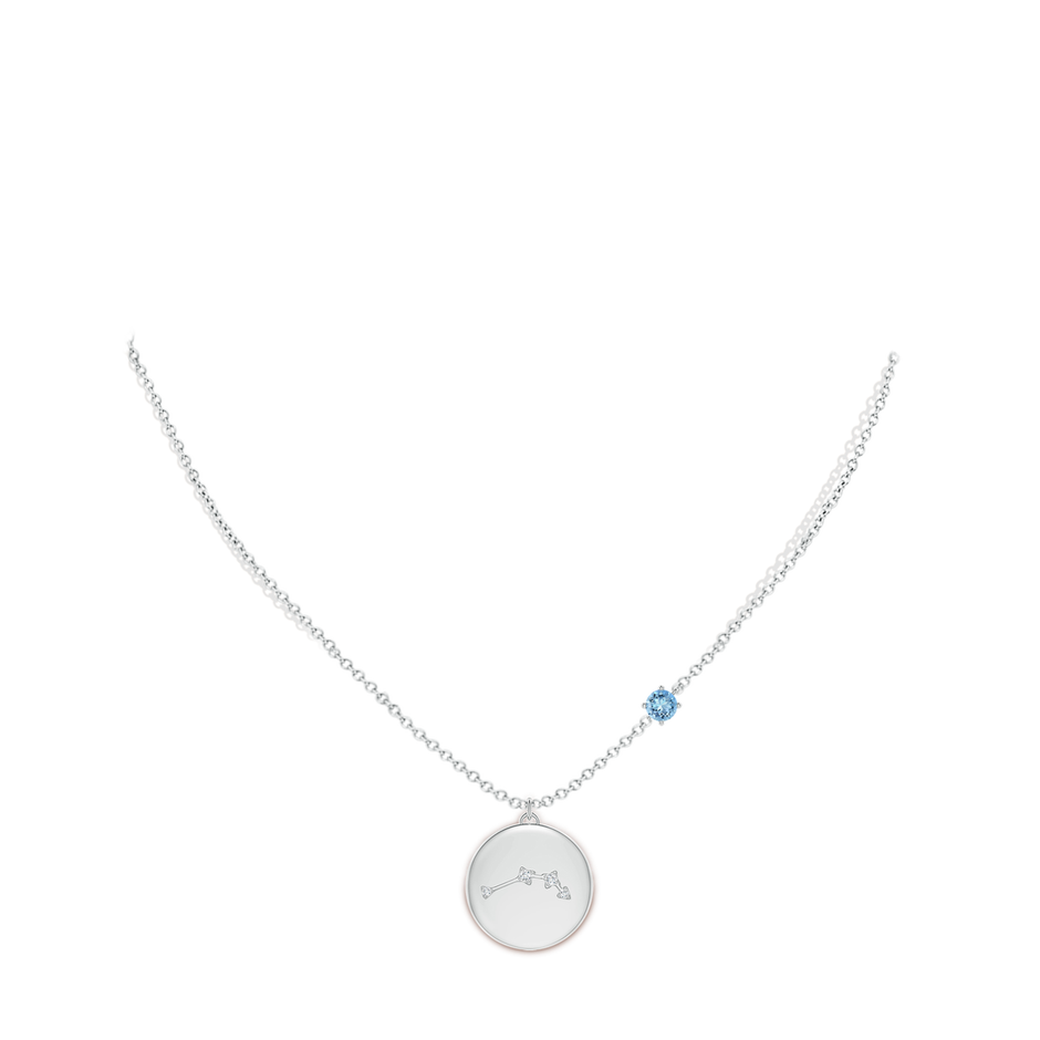4mm AAAA Aquamarine Aries Constellation Medallion Pendant in S999 Silver body-neck