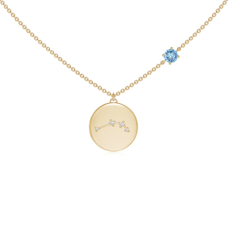 4mm AAAA Aquamarine Aries Constellation Medallion Pendant in Yellow Gold 