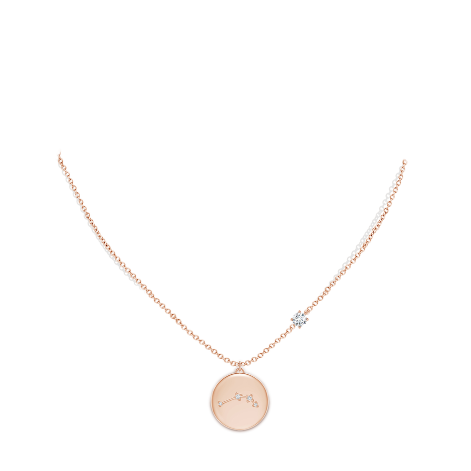 4mm GVS2 Diamond Aries Constellation Medallion Pendant in Rose Gold body-neck