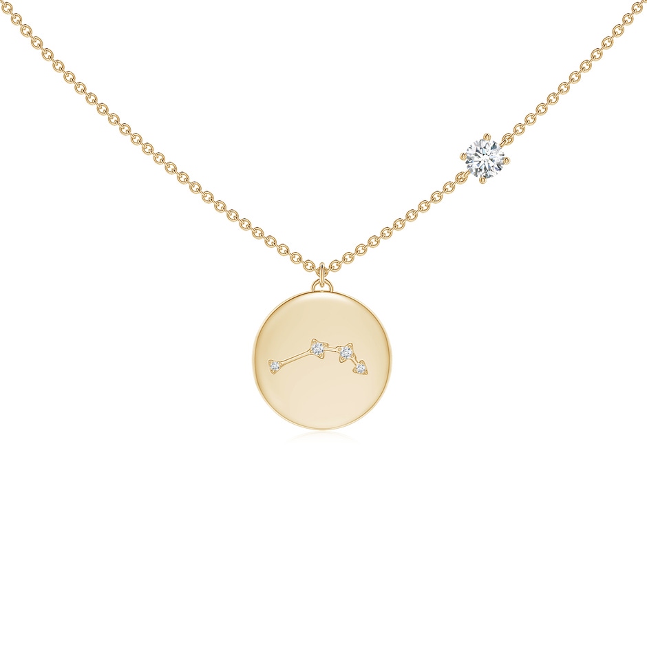 4mm GVS2 Diamond Aries Constellation Medallion Pendant in Yellow Gold 