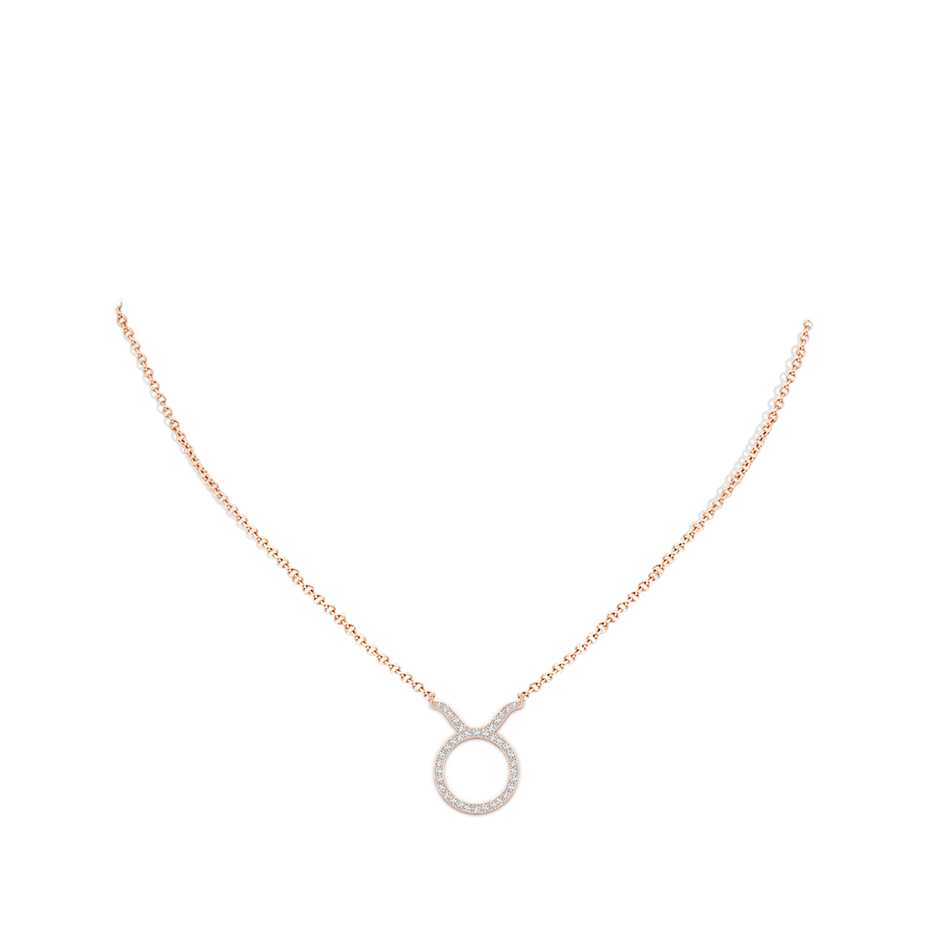 1.1mm GVS2 Diamond Taurus Zodiac Sign Pendant in Rose Gold body-neck