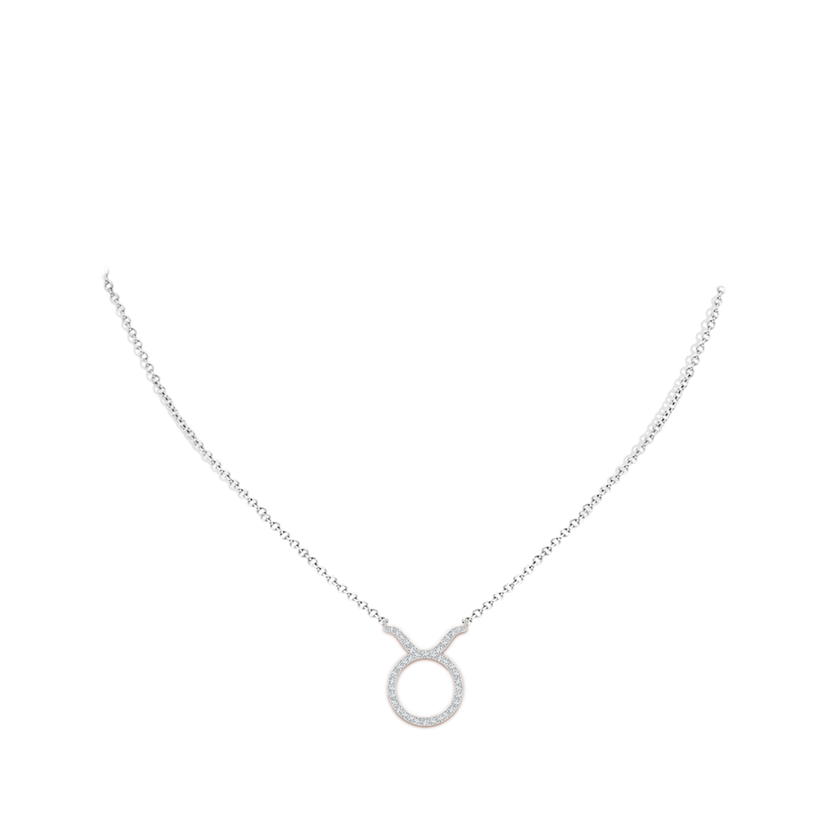 1.1mm GVS2 Diamond Taurus Zodiac Sign Pendant in White Gold body-neck