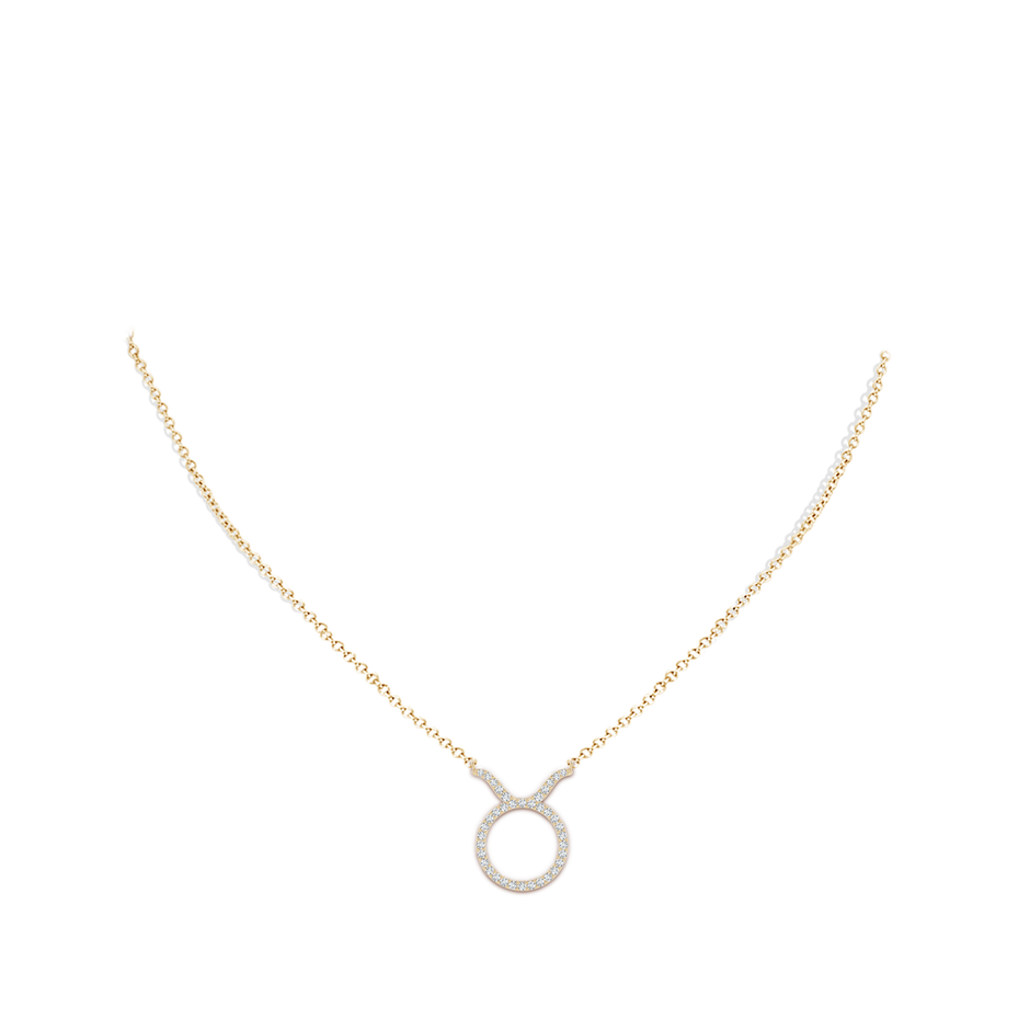 1.1mm GVS2 Diamond Taurus Zodiac Sign Pendant in Yellow Gold body-neck