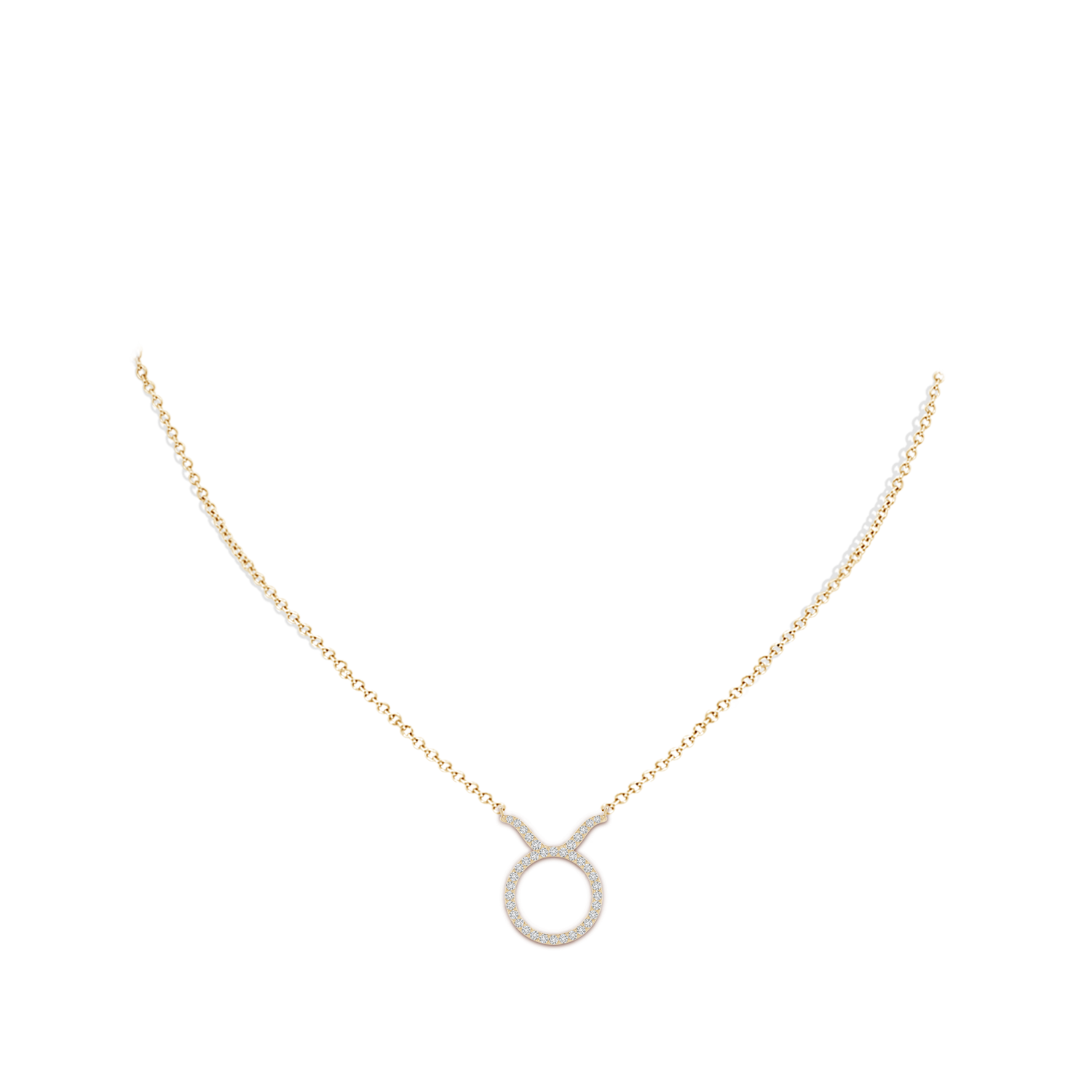 1.1mm HSI2 Diamond Taurus Zodiac Sign Pendant in Yellow Gold - body_neck