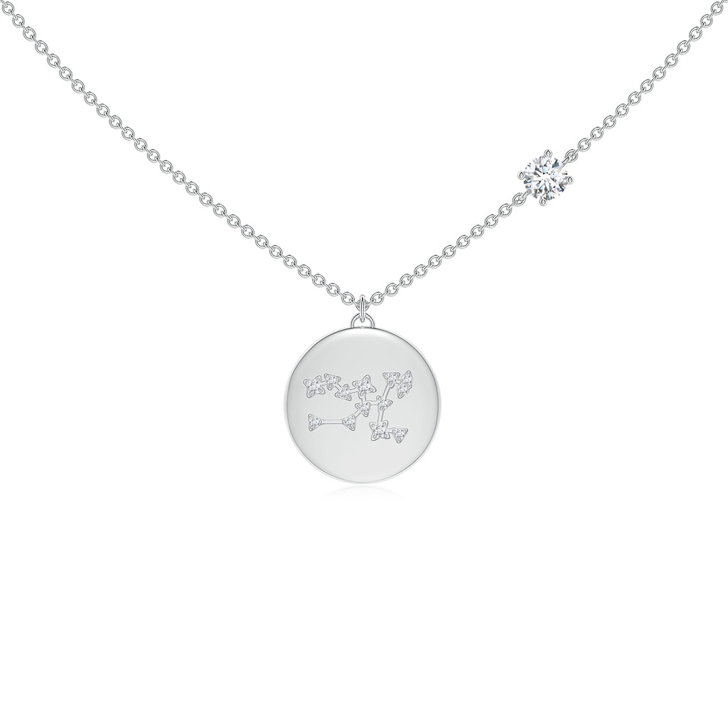4mm GVS2 Diamond Taurus Constellation Medallion Pendant in White Gold