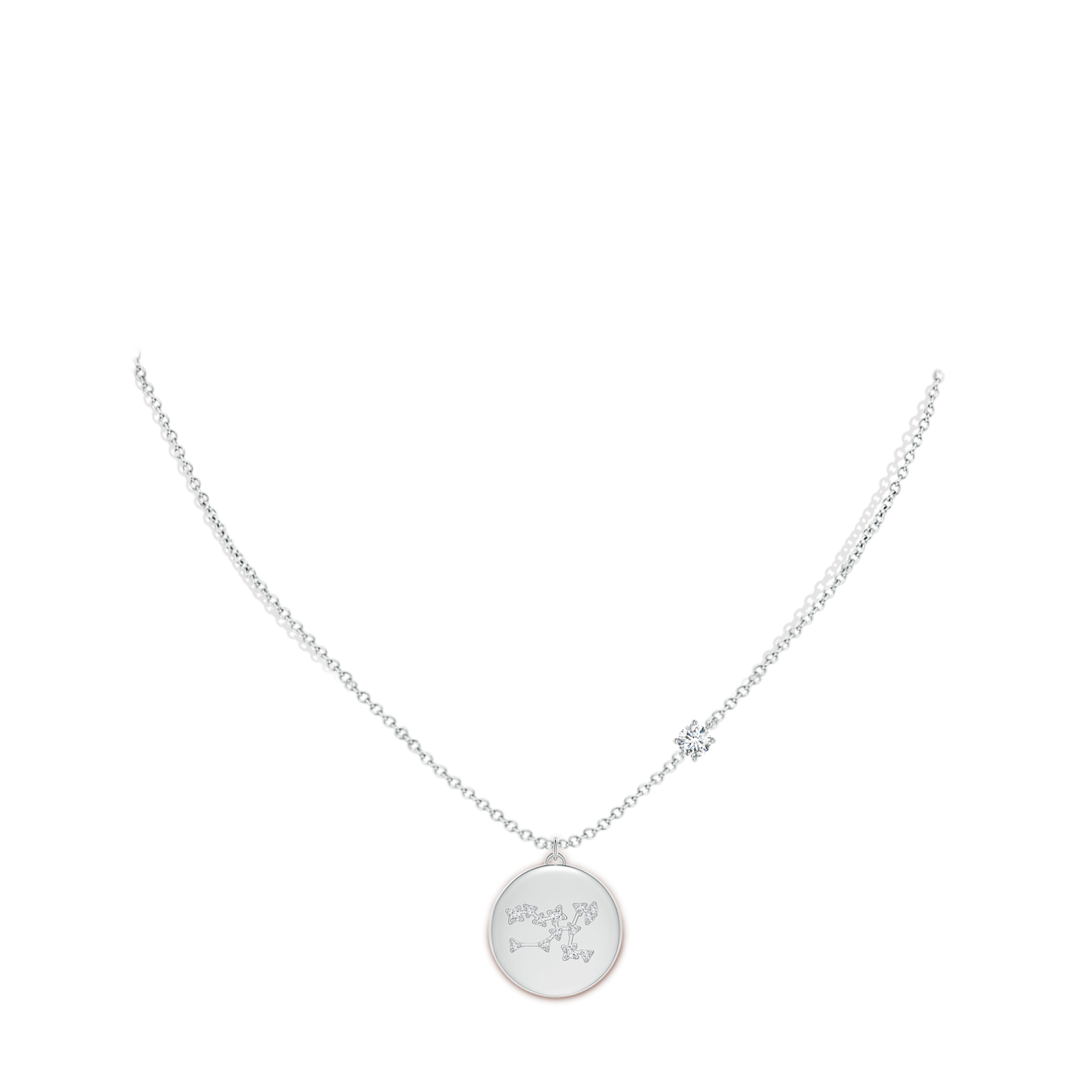 4mm GVS2 Diamond Taurus Constellation Medallion Pendant in White Gold - body_neck