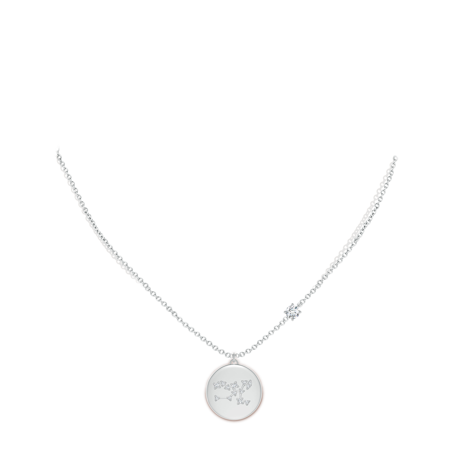 4mm GVS2 Diamond Taurus Constellation Medallion Pendant in White Gold body-neck