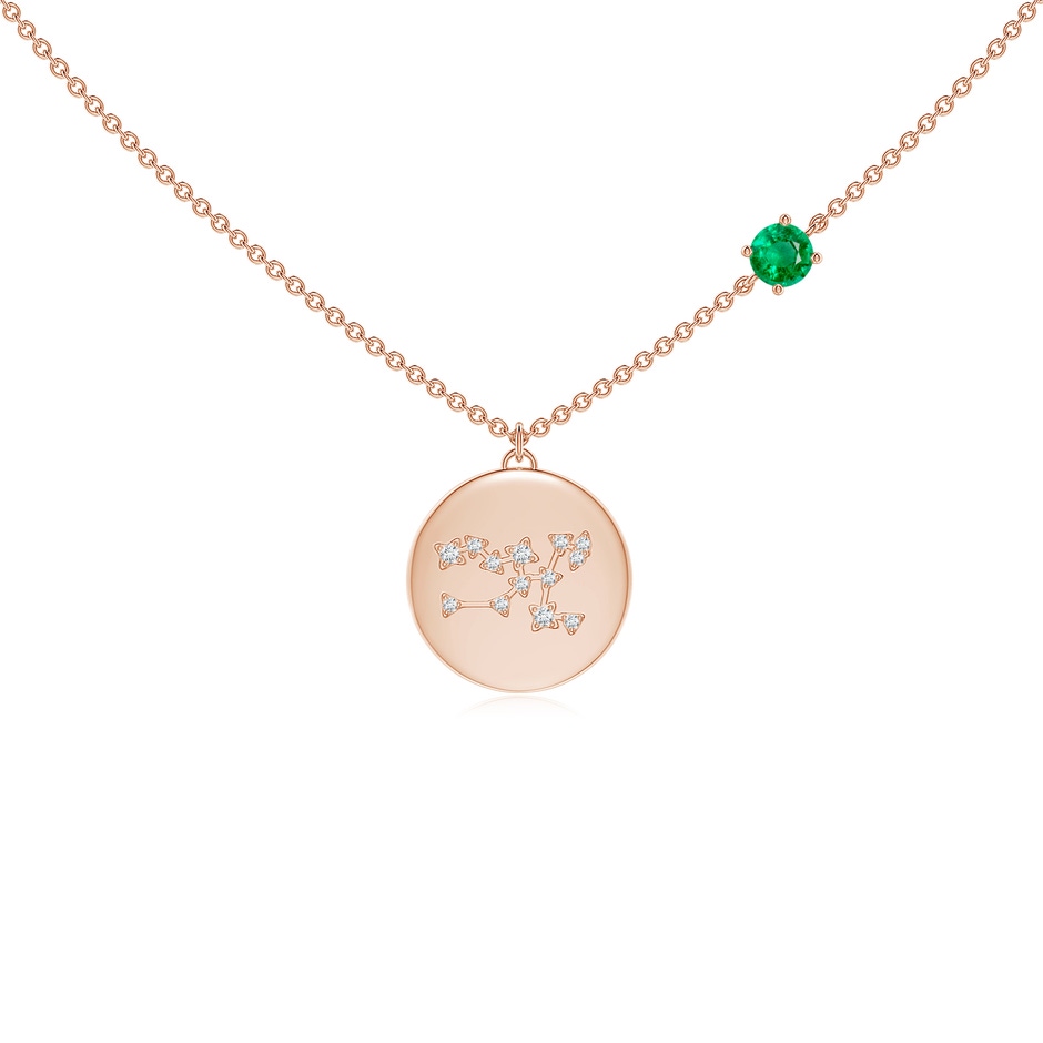 4mm AAA Emerald Taurus Constellation Medallion Pendant in Rose Gold 