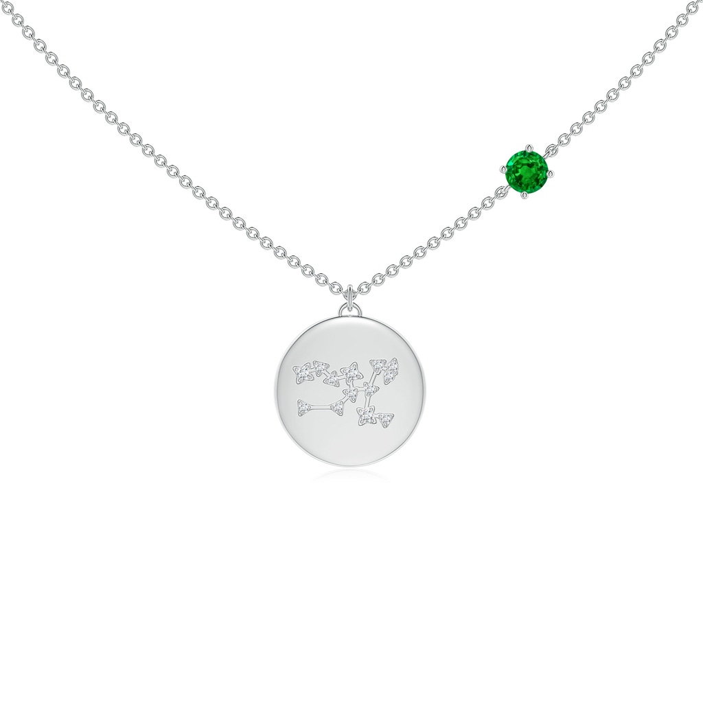 4mm AAAA Emerald Taurus Constellation Medallion Pendant in S999 Silver