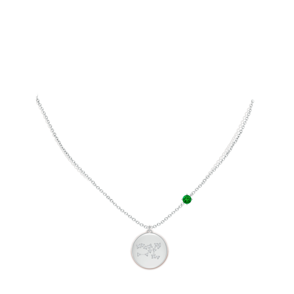 4mm AAAA Emerald Taurus Constellation Medallion Pendant in S999 Silver Body-Neck