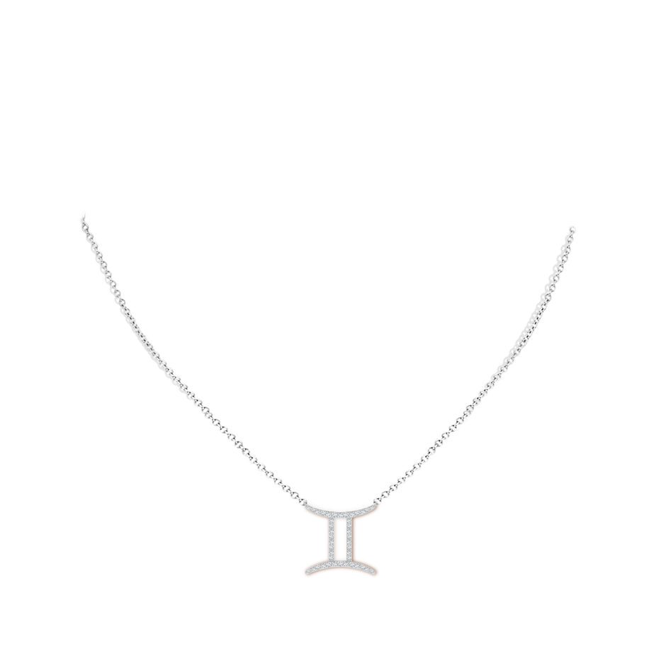 1.05mm GVS2 Diamond Gemini Zodiac Sign Pendant in White Gold body-neck