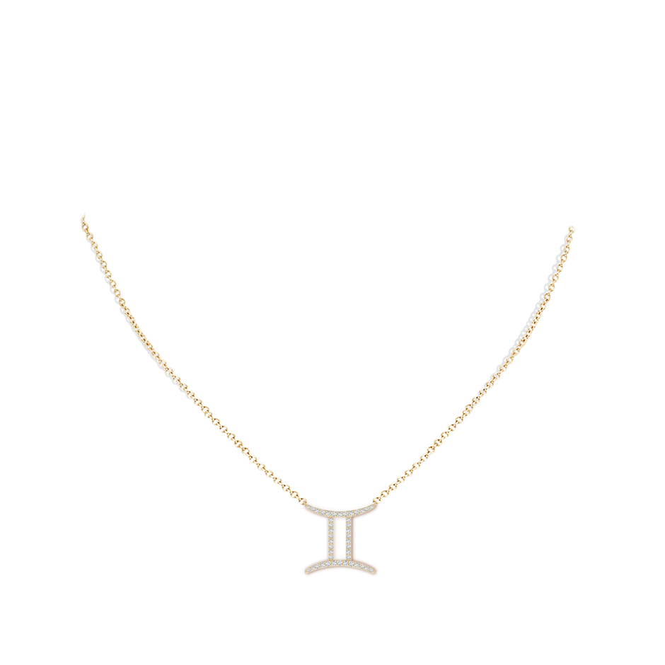 1.05mm GVS2 Diamond Gemini Zodiac Sign Pendant in Yellow Gold body-neck