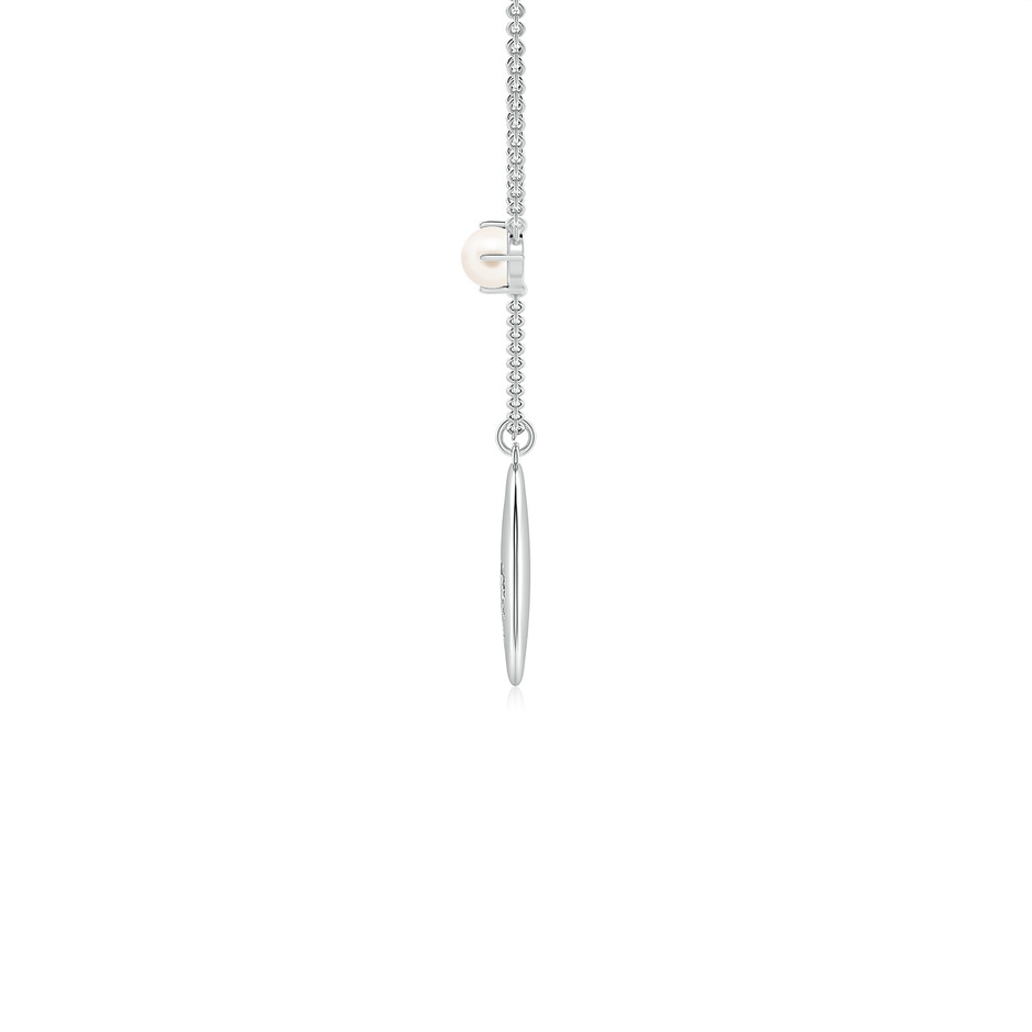 4mm AAA Freshwater Pearl Gemini Constellation Medallion Pendant in 9K White Gold side-1
