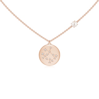 4mm AAAA Freshwater Pearl Gemini Constellation Medallion Pendant in 9K Rose Gold