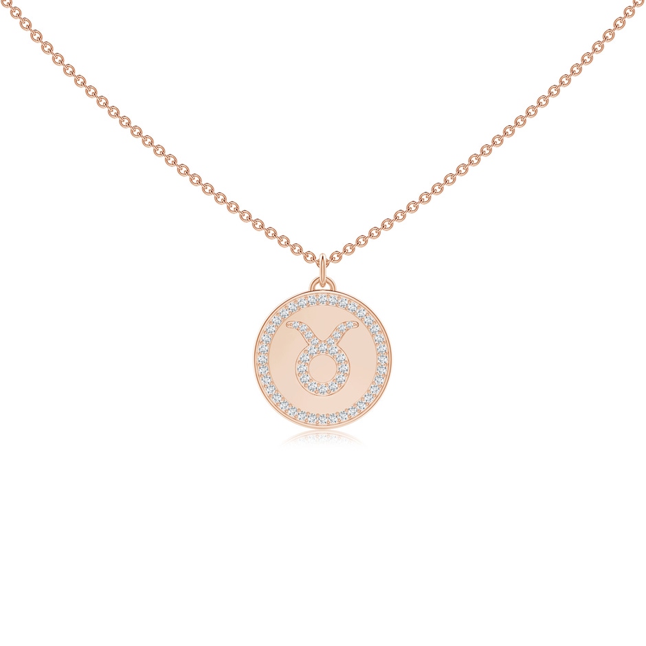 1mm GVS2 Diamond Taurus Zodiac Sign Reversible Medallion Pendant in Rose Gold 