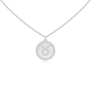 1mm GVS2 Diamond Taurus Zodiac Sign Reversible Medallion Pendant in White Gold